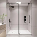 56-60" Wx76" H Sliding Frameless Glass Shower Door 1/4" (6mm) Thick Tempered With Explosion-Proof Film Nano Coating