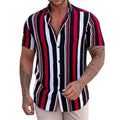 Mens' Striped Vintage Print Hawaiian Shirt Custom Button Down V-neck Men's Shirt Spring Casual Digital Fishing Shirt