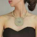 Big Round Alloy Necklace Chain Choker Statement Spiral Shaped Pendants Necklaces Women Handmade Jewelry Party Accessories