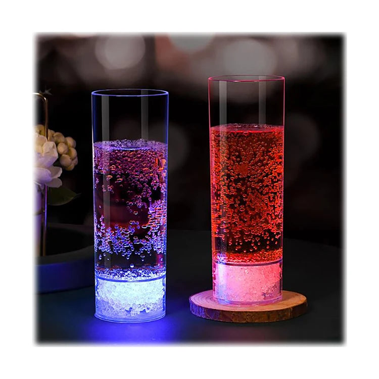 LED Juice Glasses Multi-Color Water Liquid Activated Flashing Light up Cup Blinking Drinkware for Bar Club