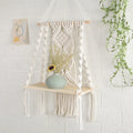 Hand Made Decorative Indoor Outdoor Floating Wood Rope Boho Macrame Wall Hanging Shelf for Plants