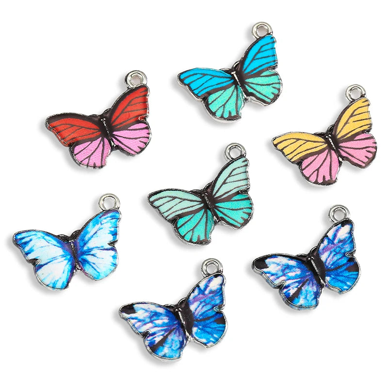 Colorful Butterfly Charms Pendant Enamel Metal Small Charms Necklace Bracelet DIY Jewelry Making Accessories 20*15mm W131