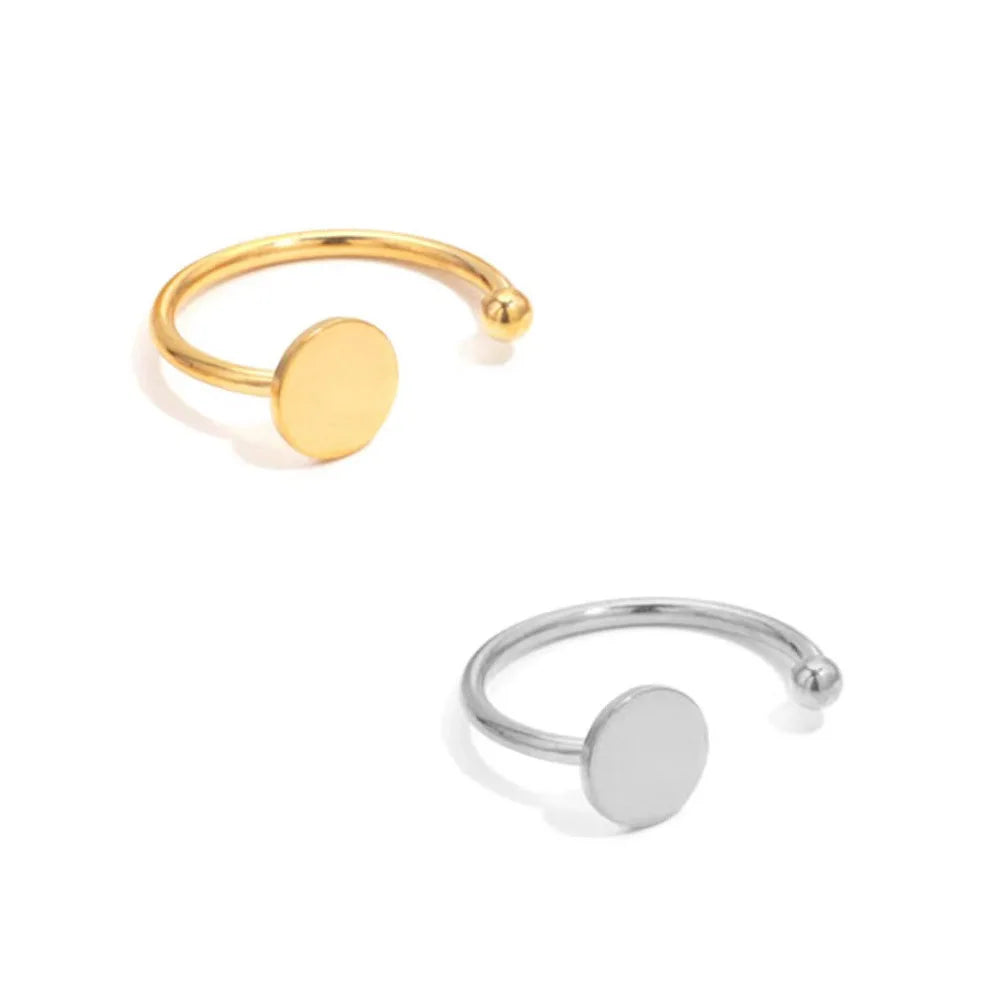 Fashion Rings DIY Handmade Adjustable  Flat Custom Name Open Ring Stainless Steel Jewelry Rings for Women