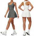 Free Samples Solid Color Women's Tennis Sports Dress Summer Outdoor Running Half Zip Breathable Spandex/Nylon 400g