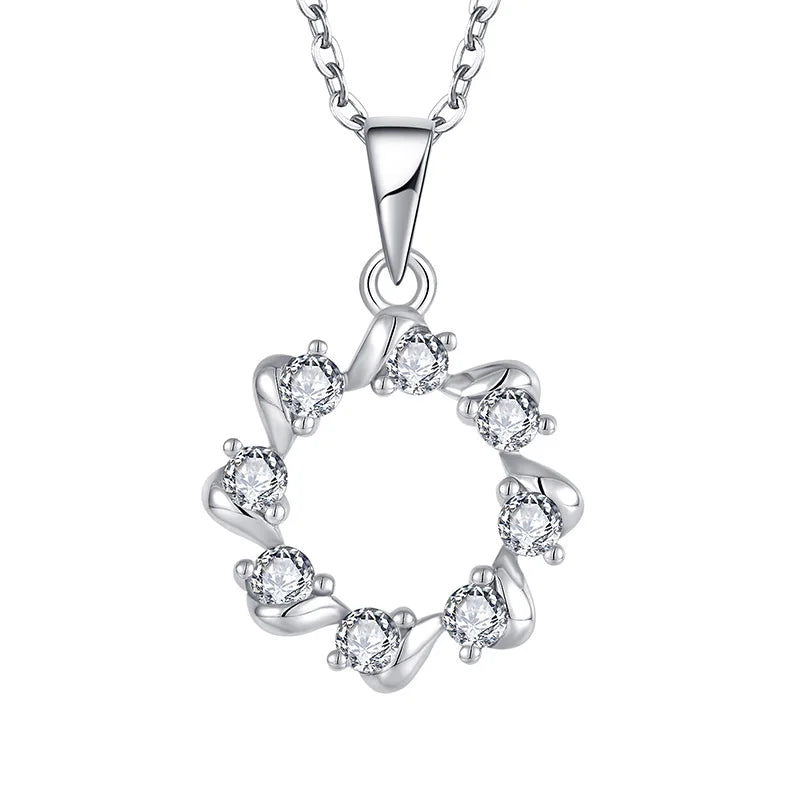 Wholesale Love Heart Charms Pendant Necklace for Women Custom Moissanite Setting Cubic Zirconia Sterling Silver Trendy Rhodium