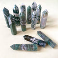 Wholesale Meditation Natural Quartz Tower Moss Agate Point Wand