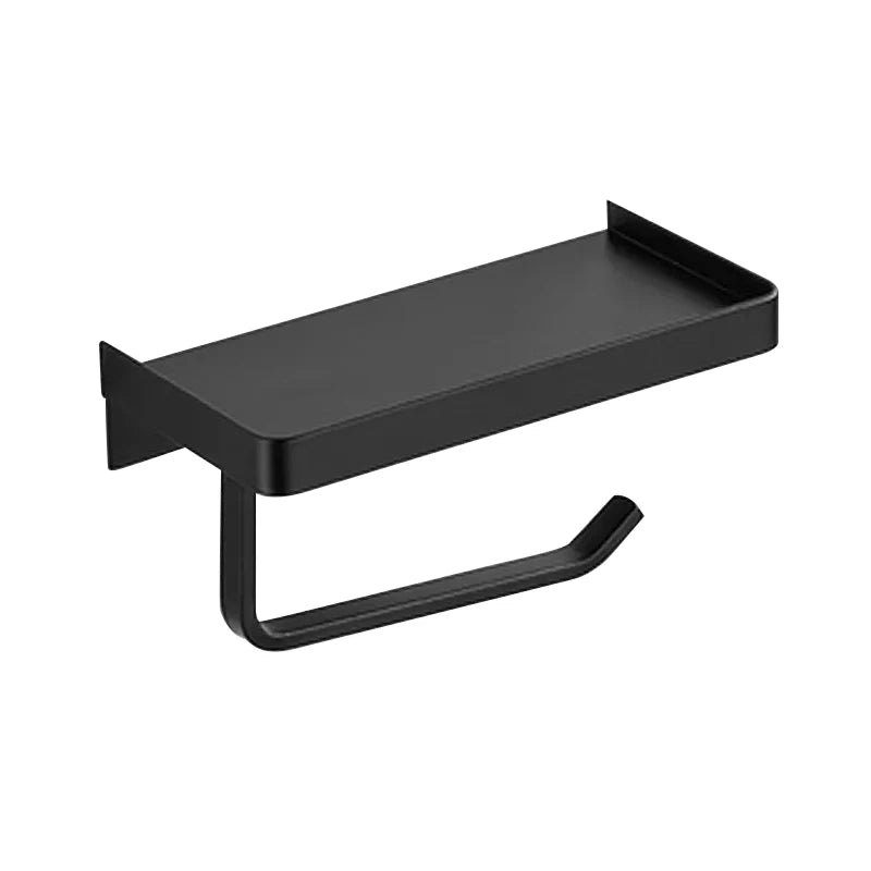 No Drilling Modern 304 Stainless Steel Black Eco-Friendly Wall Mounted Self Adhesive Toilet Paper Roll Holder Shelf for Home