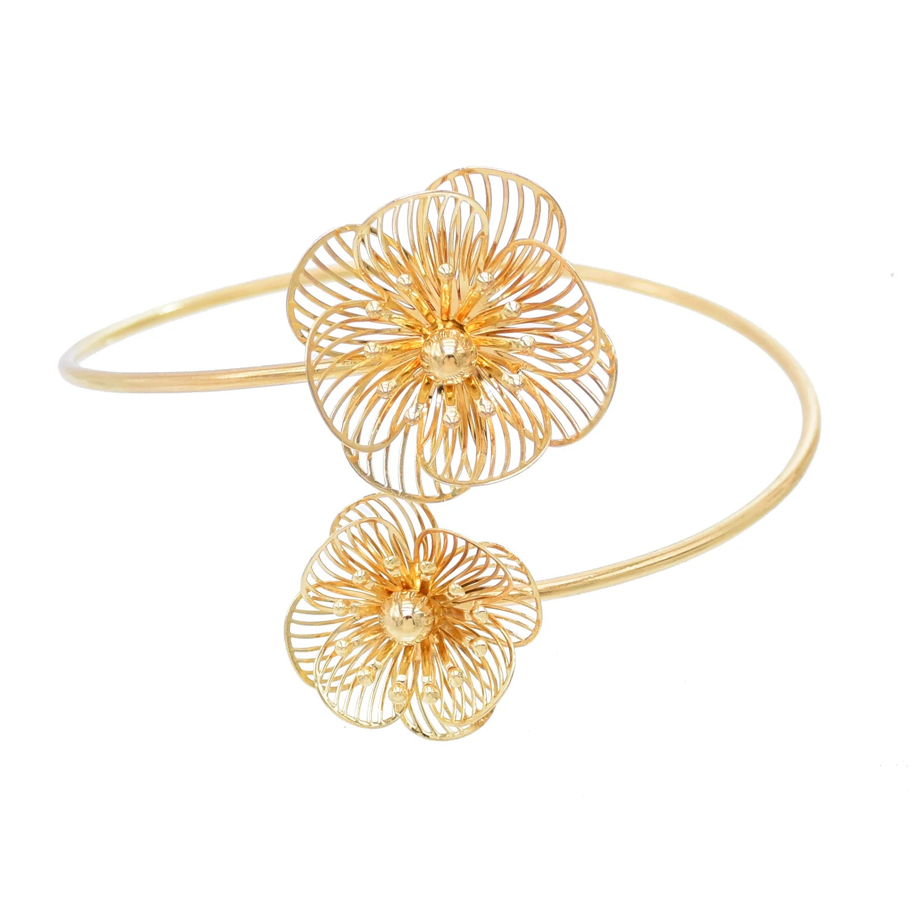Flower Arm Bracelet Cuff Bangle Gold Plated Cuff Bracelets Arm Bangle Bracelet Simple Adjustable Armband