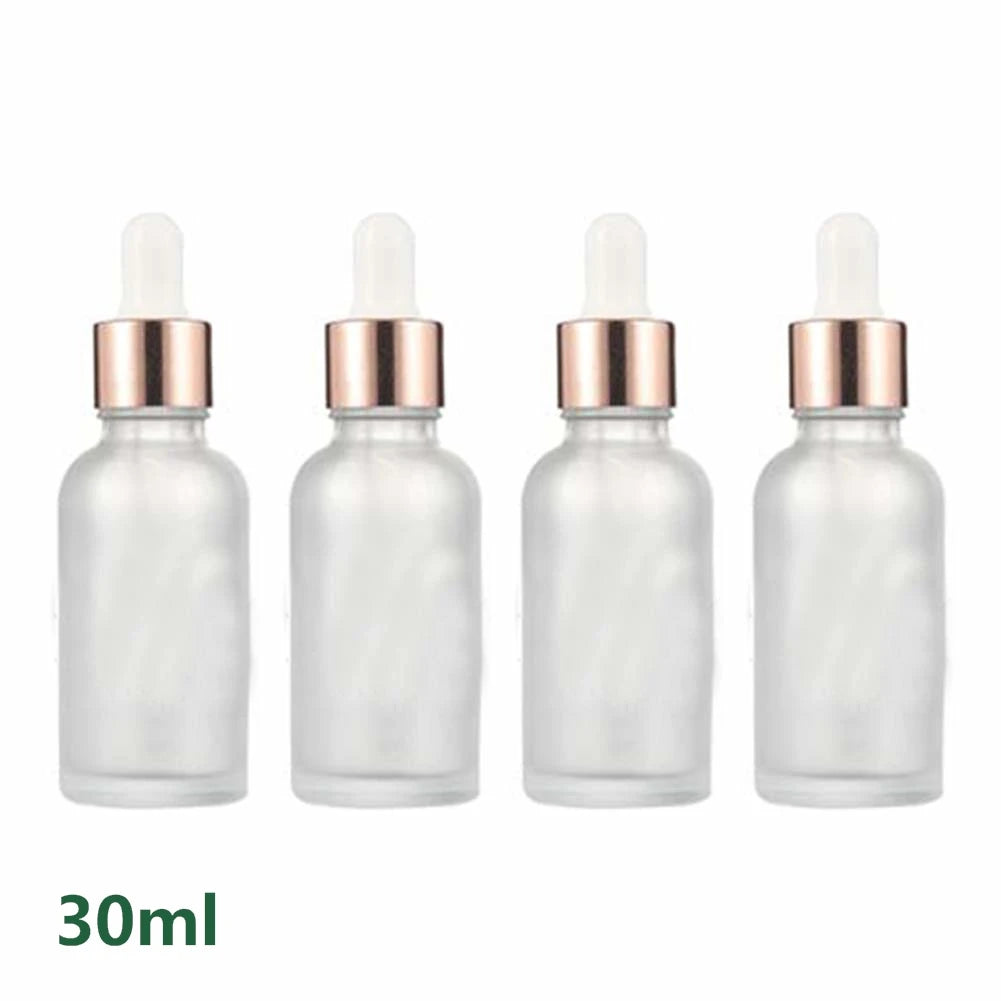Frosted Glass Dropper Bottle 5ml 30ml 100ml Empty Essential Oil Bottles Cosmetic Container With Glass Eye Dropper Rose Gold Caps