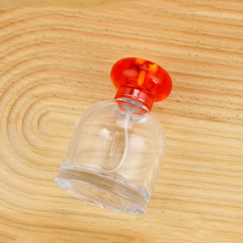 30 50 100ml Luxury Cylinder Glass Bottle Crimp Neck Glass Perfume Bottle with Colored Cap