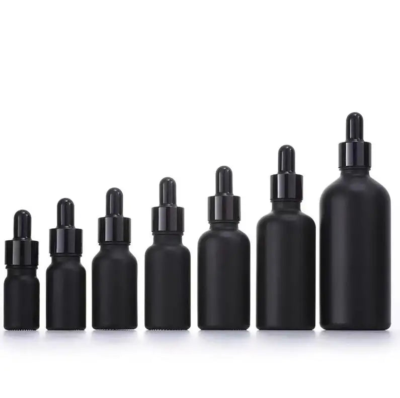 5ML 10ML 15ML 20ML 30ML 50ML 100ML Matte Black Glass Dropper Bottle Skincare Packaging Essential Oil Bottle