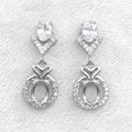 Sterling Silver 5*7mm Semi Mount Stud Eardrops Empty Frame Support Blank Setting S925 Base Without Center Stone DIY for Inlay