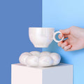 Hot Sale Macaroon Sunflower Ceramic Mug and Saucer Set Cloudy Coffee Cup and Tea Cups for Enjoying Your Beverages