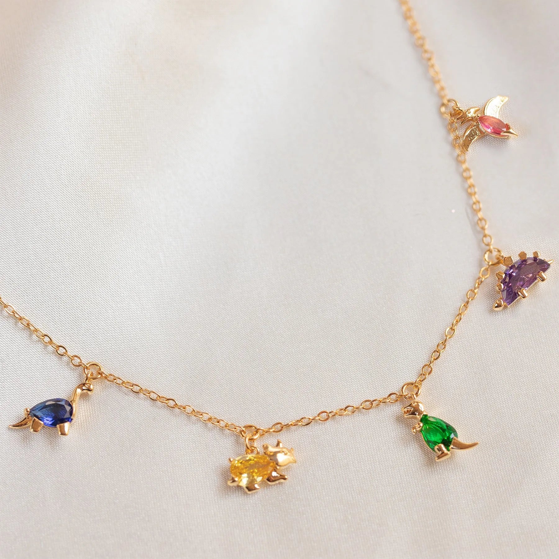 INS New Cartoon Foot Chain Collar Chain 18K Gold Jewelry Animal Small Dinosaur Necklace Bracelet Anklets