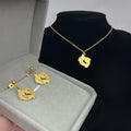 Qiuhan Mother Day Gift Jewelry Sets 18k Gold Plated Stainless Steel Foot Engraved Baby Name Necklace Earring