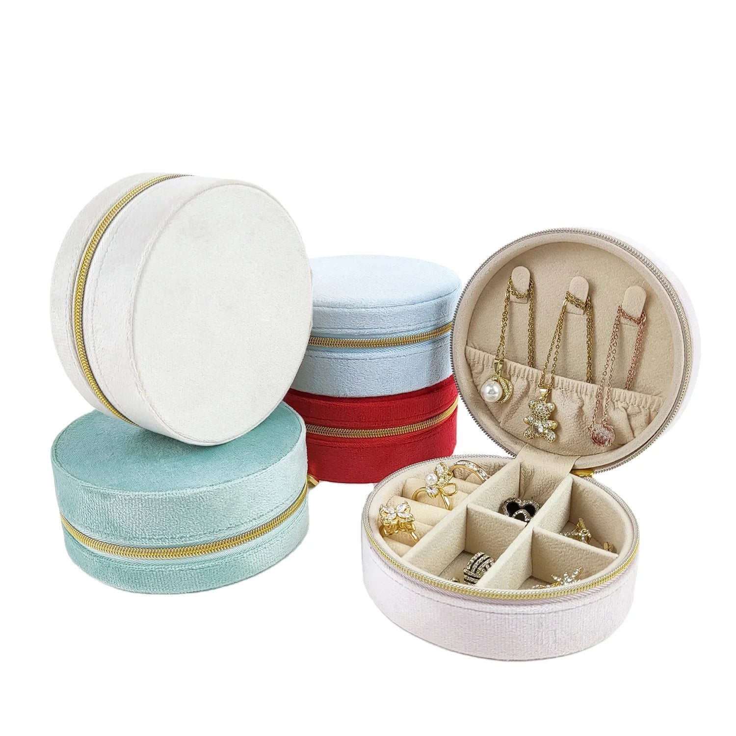 FORTE PACKAGING Jewelry case Travel Velvet Storage Necklace Packaging Boxes Display Velvet Jewelry Organizers in Stock