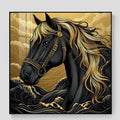 Horses Art Deco Gold Still Life Painting for Entrance Corridor Decor Hanging Wall Art with Black Aluminum Alloy Frame
