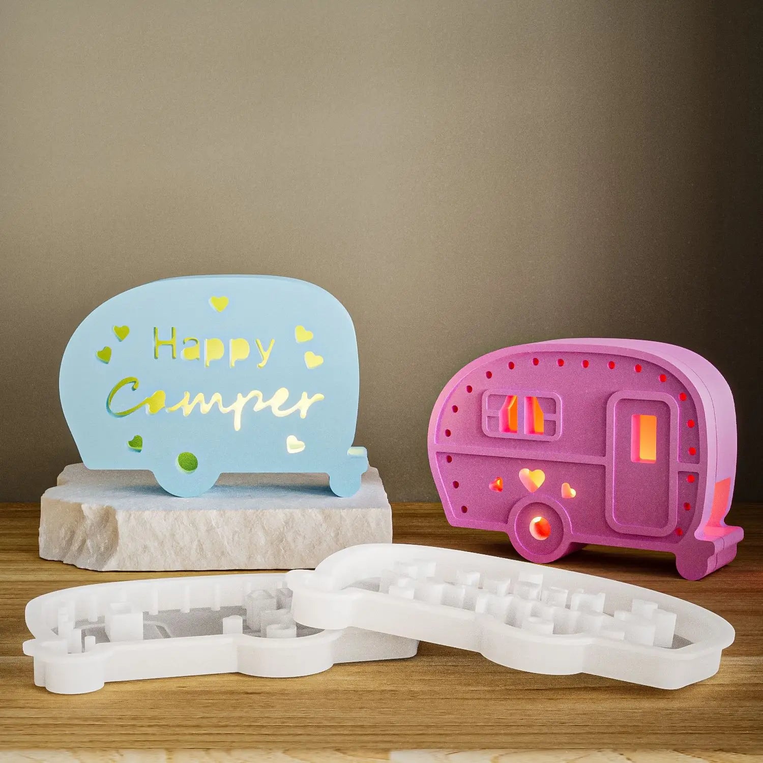 Diy Glue Mold Plaster Car Bus Hollow Atmosphere Lamp Decoration Silicone Mold