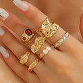Geometric Vintage Alloy Ring Set with Irregular Diamond Inlays for Women Wholesale NSA2507 MegaBDM