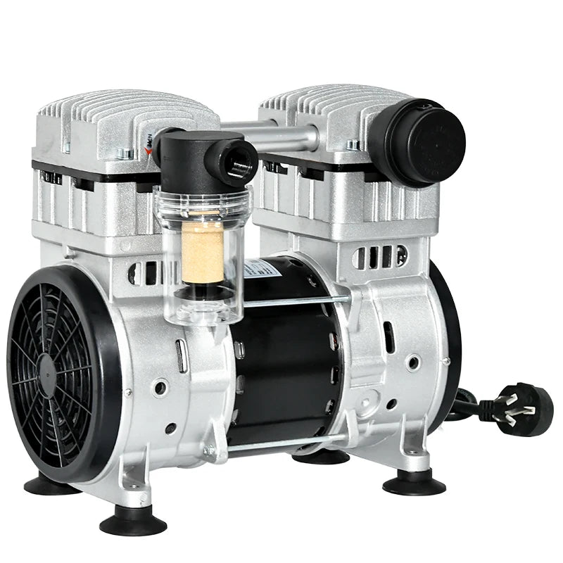 220V 1KW -99KPa Small High Vacuum Oil Free Piston Pump Air Compressor Vacuum Pump Head for Food Packaging & Lab Vacuum Drying