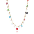 Vintage Boho Female Necklace with Collarbone Chain Summer Flower Pearl Pendant for Wedding Party Anniversary Gift