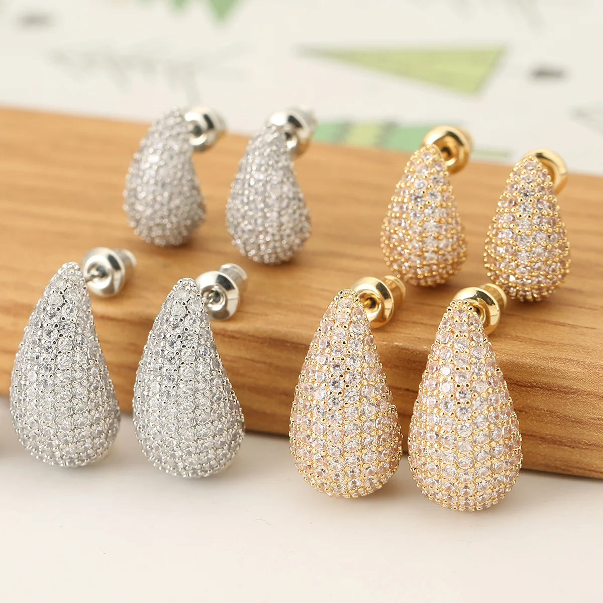 Shescity Trendy INS Style Water Drop Designer Gold Plated Drop Earrings Brass Minimalist Jewelry Women Huggie Earrings for Gifts