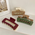 Wholesale Custom Frosted Matte Rectangle Hollow Large Acrylic Hair Claw Clip Double Color Head Clips for Women Accessories