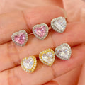 Fashion Earring 2024 Silver 18K Gold Plated Cubic Zirconia Iced Out Heart Shape Women Heart Stud Earrings MegaBDM