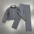 Ensemble Jeans Homme Washed Printing Denim Jacket Set Blue Jeans Sets Two Piece Custom Jeans Suit for Men