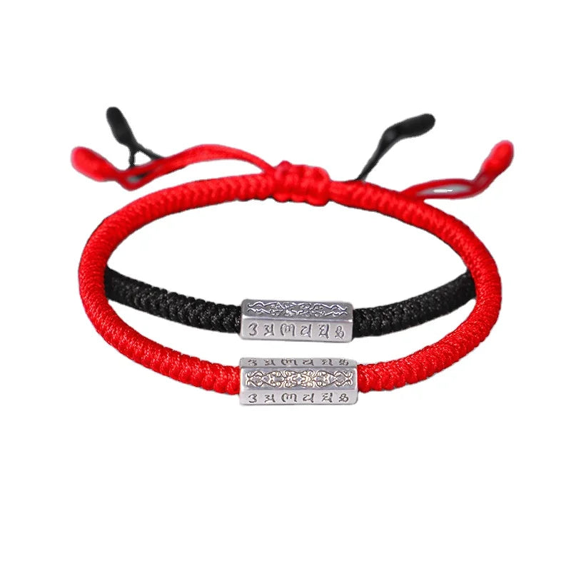 Welwish Wholesale New Style Handmade Knit Adjustable Six Character Motto Rope Bracelet for Women