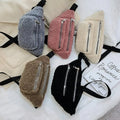Winter Lamb Velvet One Shoulder Diagonal Chest Cartoon Cute Waist Bags Fanny Packs Handbags and Purse
