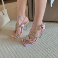 BUSY GIRL XR4704 Purple Butterfly Heels Sandal 2023 Summer 7.5/11cm Stiletto High Heels Shoes for Ladies and Women Sandals Heels