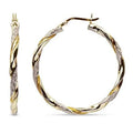 Huitan Fashion Weave Earrings Women Girls Shiny Korean Design Hotsale Trendy Carved Lady Women Big Silver Gold Hoop Earrings