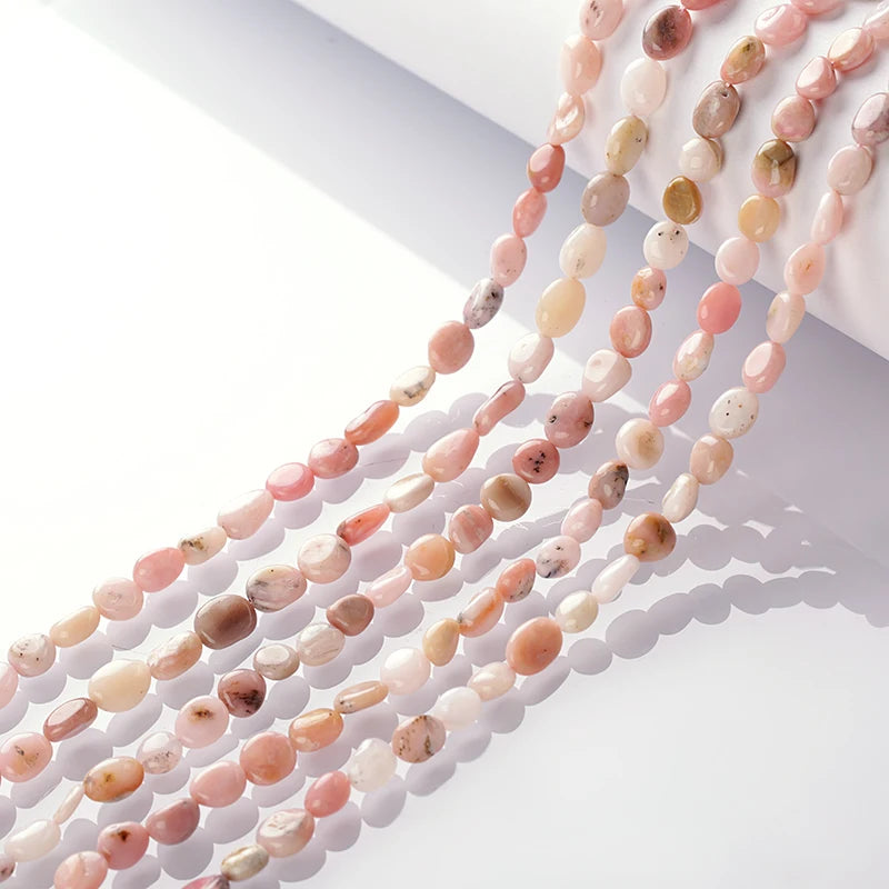 1 Strand Natural Pink Opal Gemstone Round Gem Nugget 6-8mm Loose Stone Beads 38CM for Jewelry Craft Making