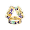 New Gold Plated Three-Ring Enamel Scarf Buckle Stainless Steel Jewelry for Gift or Party Accessory