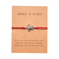 Make a Wish String Bracelet Blue Cord Braided Wish Card Adjustable Rope Bracelet Creative Wild Handmade Turtle Bracelet
