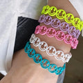 Hip Hop Rainbow Color Happy Face Gold Plated Charm BangleLatest Design Round Face Colourful Enamel Bangle Jewelry Supply Q03
