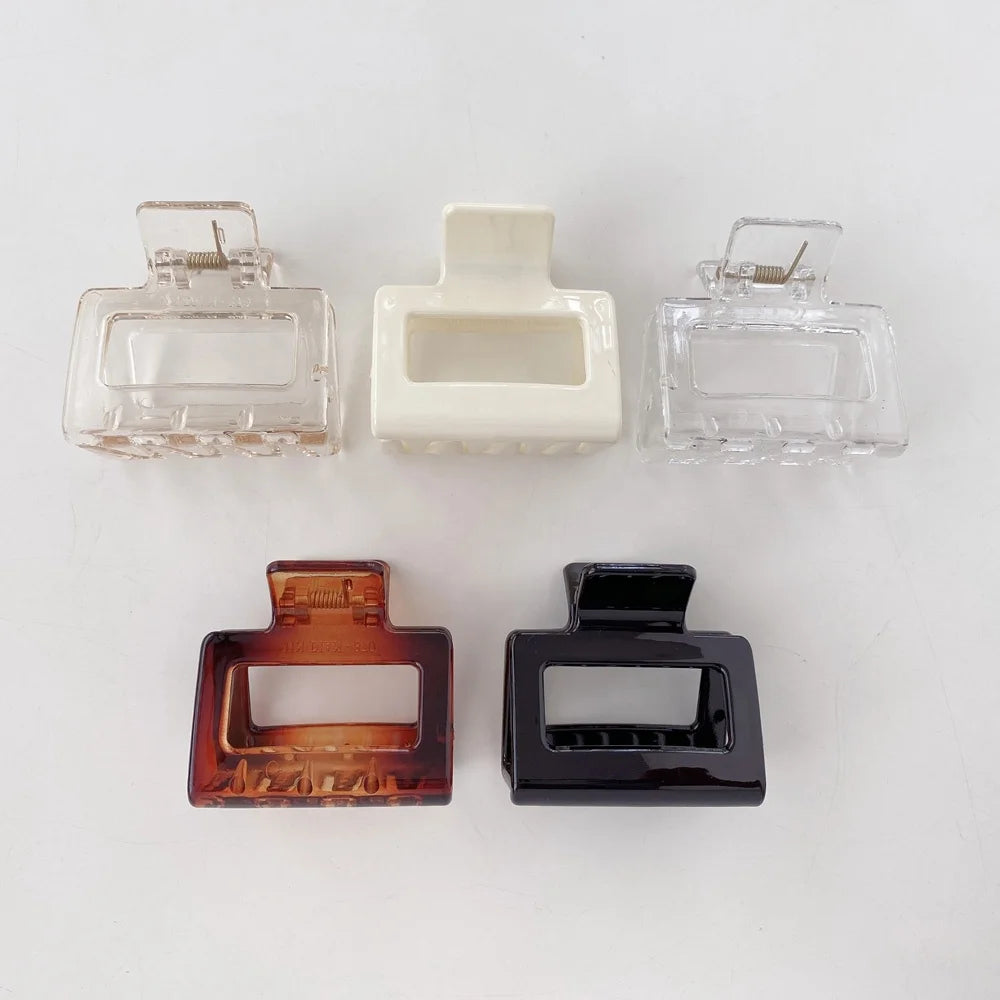 New Large Fashion Decorative Hair Claw Clip Mini Square Transparent Solid Color Acrylic Hair Clamp for Women Gift