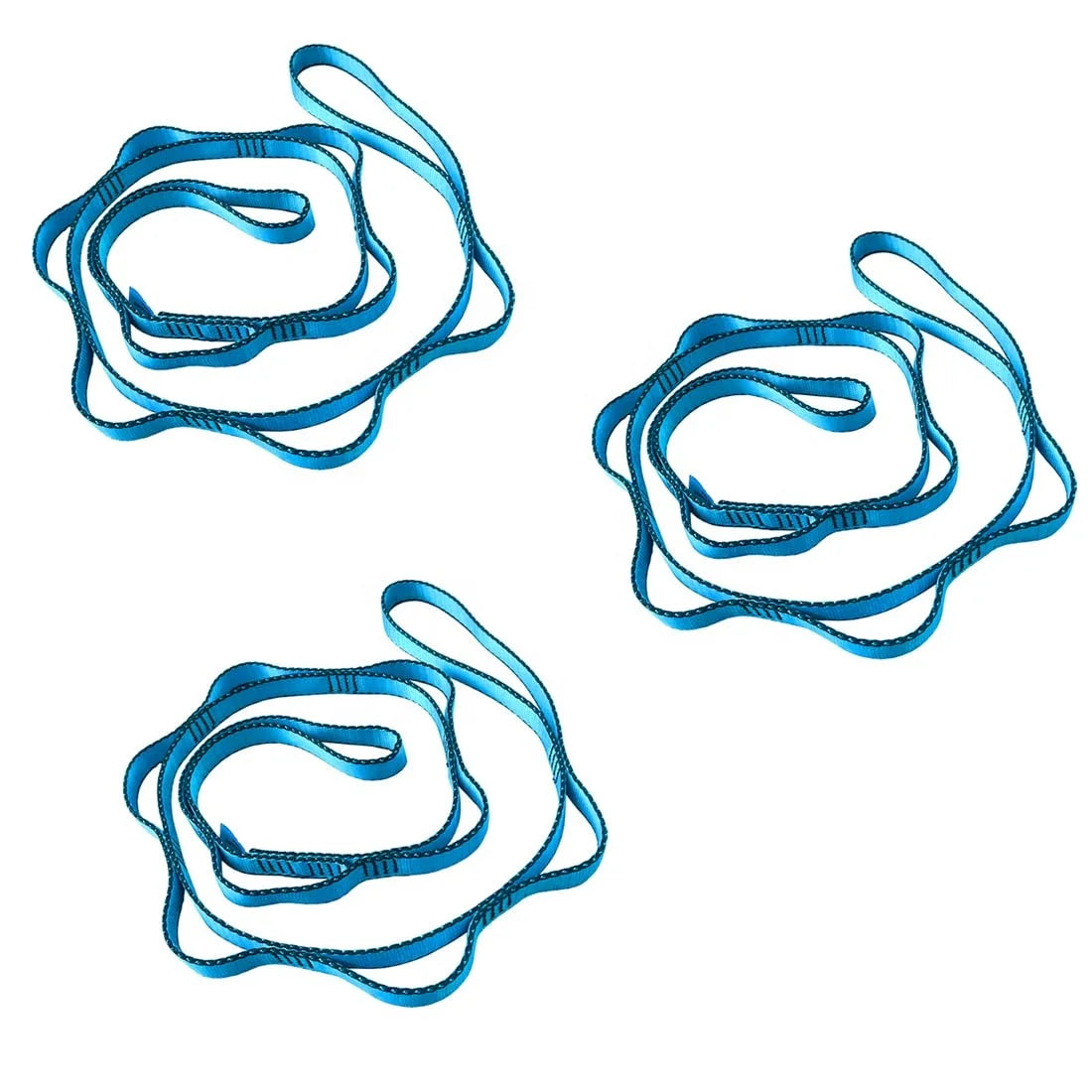 Daisy Chains Rope Climbing Lanyard Nylon Straps Looped Strong Slings 23 KN Aerial Yoga Webbing Blue 18mm 30-39ft