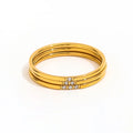 Joolim High End 18K Gold Plated 3pcs/set Dainty Zirconia Ring for Women Finger Ring Stackable Jewelry