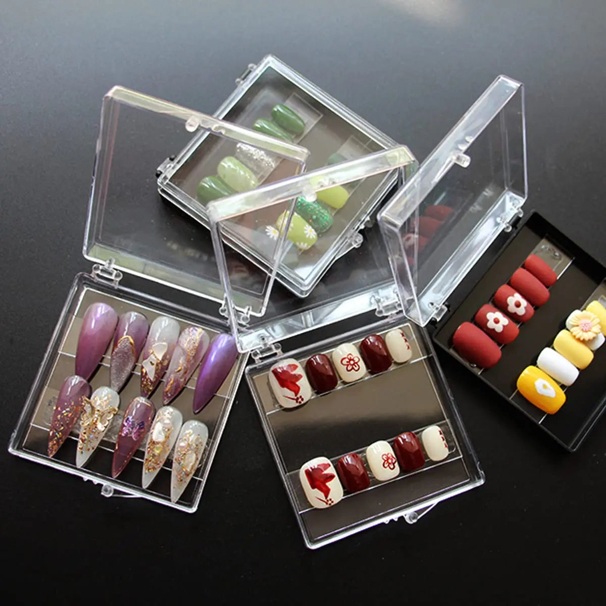 Hot Sale Acrylic False Nail Tips Display Case Storage Box Nail Art Decoration Container Premium Nail Tips Display Storage