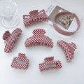 DOWELL Wholesale Fashion Mini Hair Pin Red Checkerboard Check Hair Claw Clip Set
