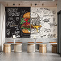 Customizable 3D Silk Waterproof Anti-Static Fast Food Restaurant Fashion Murals Wallpaper for Restaurant Living Room Decoration
