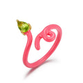 CANNER Simple S925 Sterling Silver Water Drop Zircon Open Candy Color Drop Oil Enamel Adjustable Ring