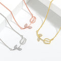 US Simple Delicate Woman Gift Opal Rose Tulip Pendant Zircon Opal Necklace Gifts for Women