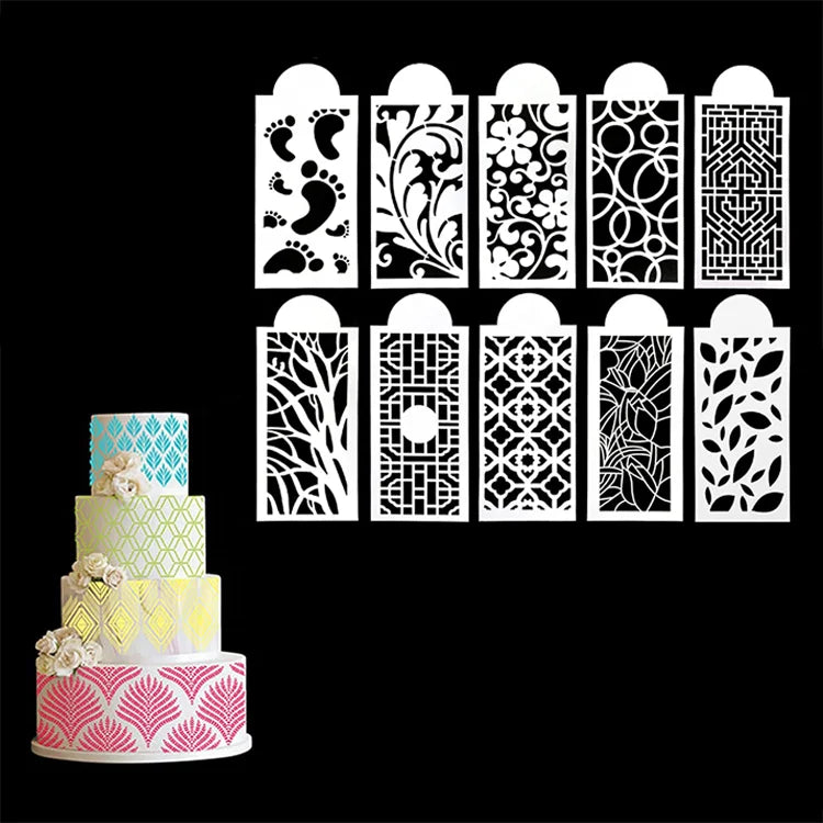 Large Floral Cake Printing Fine Hollow Lace Cookie Fondant Dessert Plastic Stencils Cake Templates