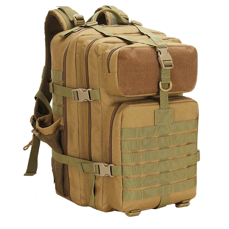 LUPU 45L Molle Tactical Backpack Large 3 Day Assault Bag Zipper Closure Polyester Fashion for Men's Hunting Hiking Cycling