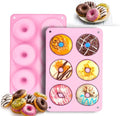 1-Piece Full-Size Silicone Non-Stick Eco-Friendly Donut Mold & Pan for Baking Perfect Shaped Doughnuts Pink/Orange