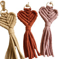 Wholesale Heart Shaped Tassel Keychain Handmade Weaving Boho Key Chains Heart Key Ring Bag Pendant Cotton Lover Macrame Keychain