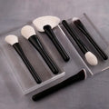 IPRESTA Custom Logo 18pcs Professional Makeup Brush Set Mahogany Wood Handle Natural Hair for Face Concealer Included